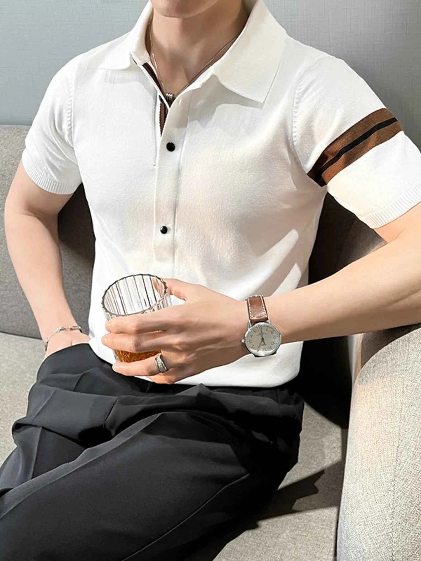 Men's Full Size Button Up Striped Sleeve Shirt Plus Size
